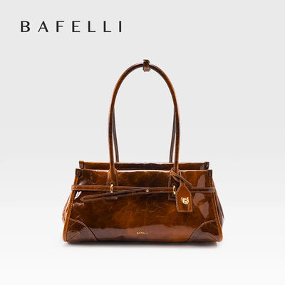 Genuine Leather Boston Handbag Women's Oil Wax Bague tte | SAMAG