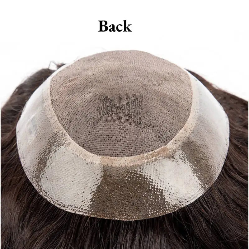 Male Hair Prosthesis Toupee Men Mono& Soft Pu Durable Men Wigs 6" Replacement Exhuast Systemes Unit 100% Human Hair Male Wig