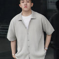 Miyake Pleated Short Sleeve Shirt Casual Solid Color | SAMAG