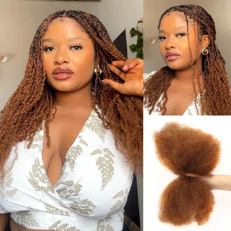 QVR Afro Kinky Bulk Hair No Attachment 50g Afro Curly Bulk 100% Human Hair Unprocessed Virgin Remy Braiding Hair for Dreadlocks