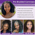 Cornrow Braid Bob Wig Deep Curly Brazilian Human Hair Knotless 13x4 Full Lace Wigs Pre Braided Boho Box Braids Wig For Women