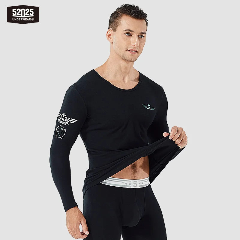 52025 Men's Cotton Thermal Underwear Set – Soft Fleece with Skin-Friendly Comfort, Athletic Fit and Midweight Warmth