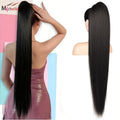Straight Ponytail 100% Real Human Hair Drawstring Ponytail Clip In Hair Extensions Brazilian Virgin Natural Black Clips Ponytail