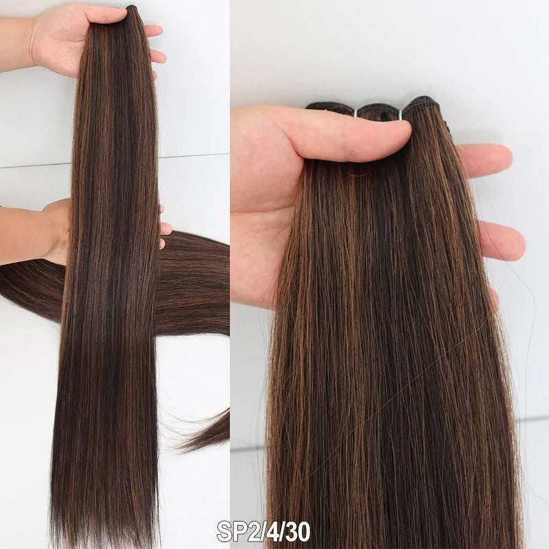 Natural Bio Synthetic Heat Resistant Hair Extensions Sew In Straight Hair Weave Bundle 26" 200g Synthetic Cosplay Ponytail Fiber