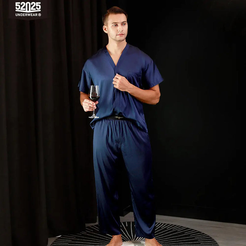 52025 Men’s 100% Mulberry Silk Pajama Set - Relaxed Fit | SAMAG