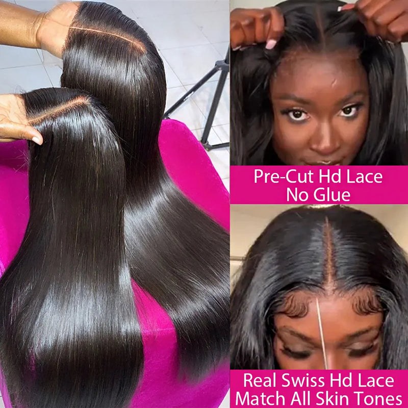 30 40inch Wear and Go Glueless Wig Human Hair 7x5 Precut 13X6 Hd Lace Frontal Wigs Bone Straight Pre Plucked 100% Human Hair