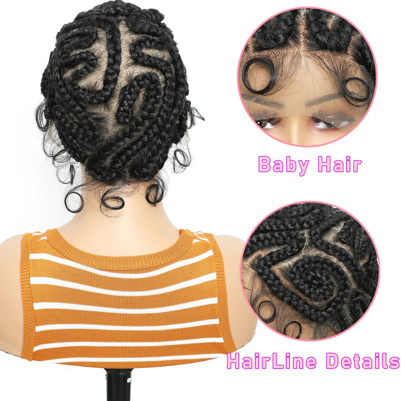 8 inches Synthetic Full Lace Handmade Twist Knotless Box Braids Wigs with Baby Hair Short Lovely Braided Wigs for Black Women