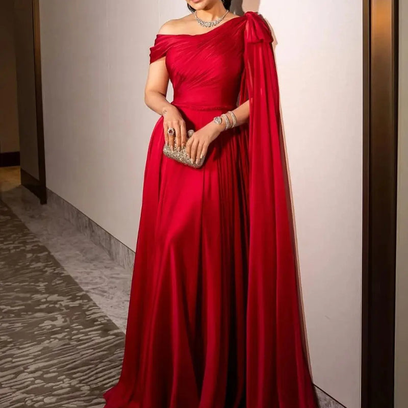 Sharon Said Dubai Red Off Shoulder Elegant Evening Dress | SAMAG