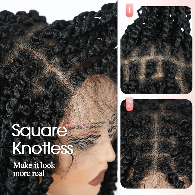 Synthetic Full Lace Braided Wigs Spring Twist Wig for Black Women 14 Inch Short Bob Knotless Box Braids Double Lace Twist Wigs