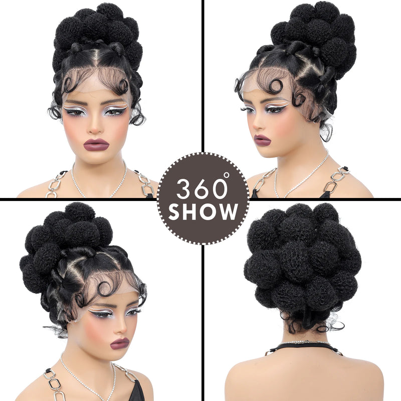 Synthetic Braided Wigs Hand-tied Full Lace Braided Wig with Baby Hair Afro Short Wigs Knotless Box Braids Wigs for Black Women