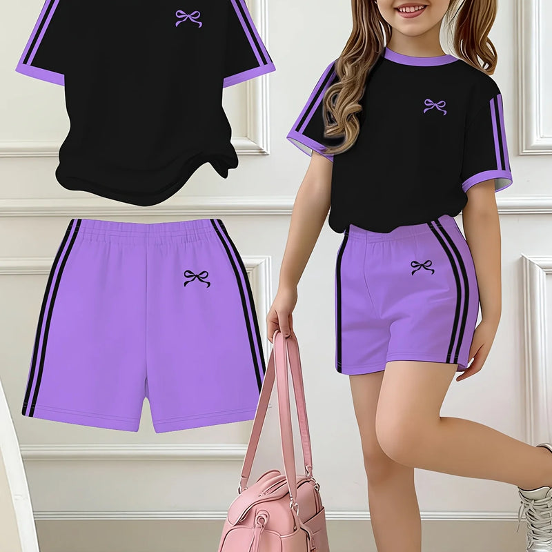 Kids Clothes Girls, , Easy Bow Print Short Sleeve T-Shirt | SAMAG