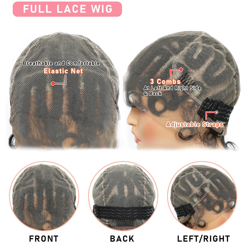 Short Lovely Synthetic Braided Wigs for Black Women Full Lace Hand-tied Twist Knotless Box Braids Wigs with Baby Hair 8 inches