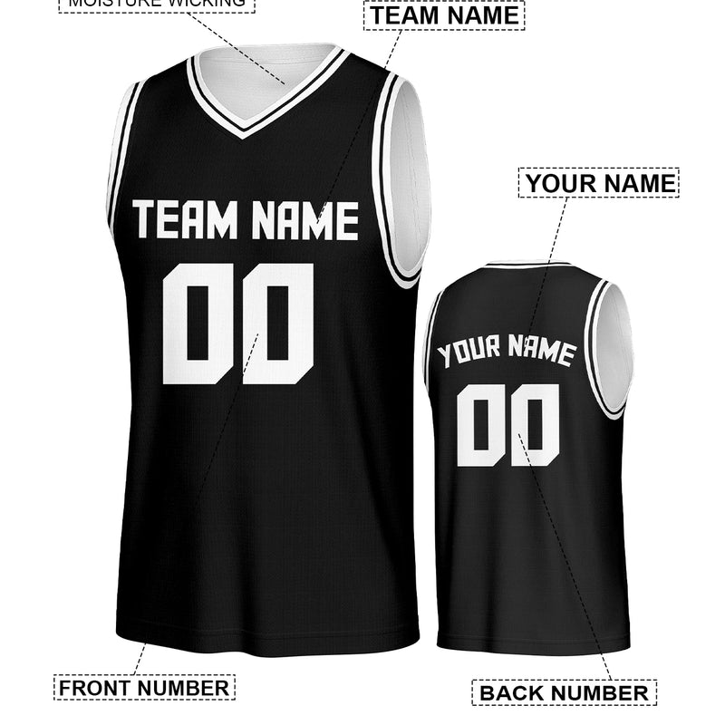 Custom Basketball Jersey Black Personalized Printed Your Own Name Number Men/Women/Kids Quick Dry Sleeveless Shirts
