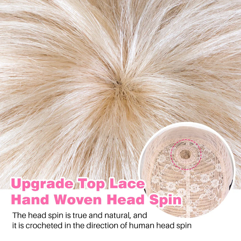 613 Honey Blonde Color Wig Short Bob Pixie Cut Top Lace Transparent Brazilian Human Hair Wig With Bangs For Black Women