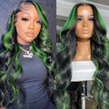 Red Black With Blonde Highlight 13X6 Lace Front Wig Body Wave Synthetic Glueless pre plucked With Baby Hair Lace Frontal Hair