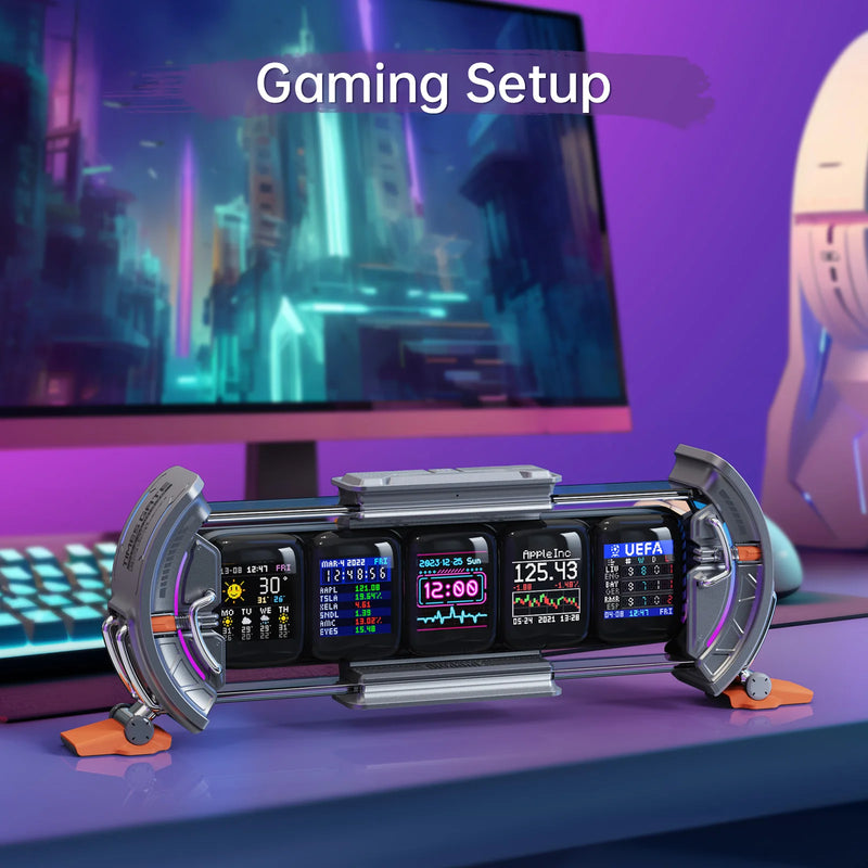 Divoom Times Gate - Cyberpunk Gaming Setup Digital Clock with Smart APP Control, WiFi Connect, RGB LED Display,