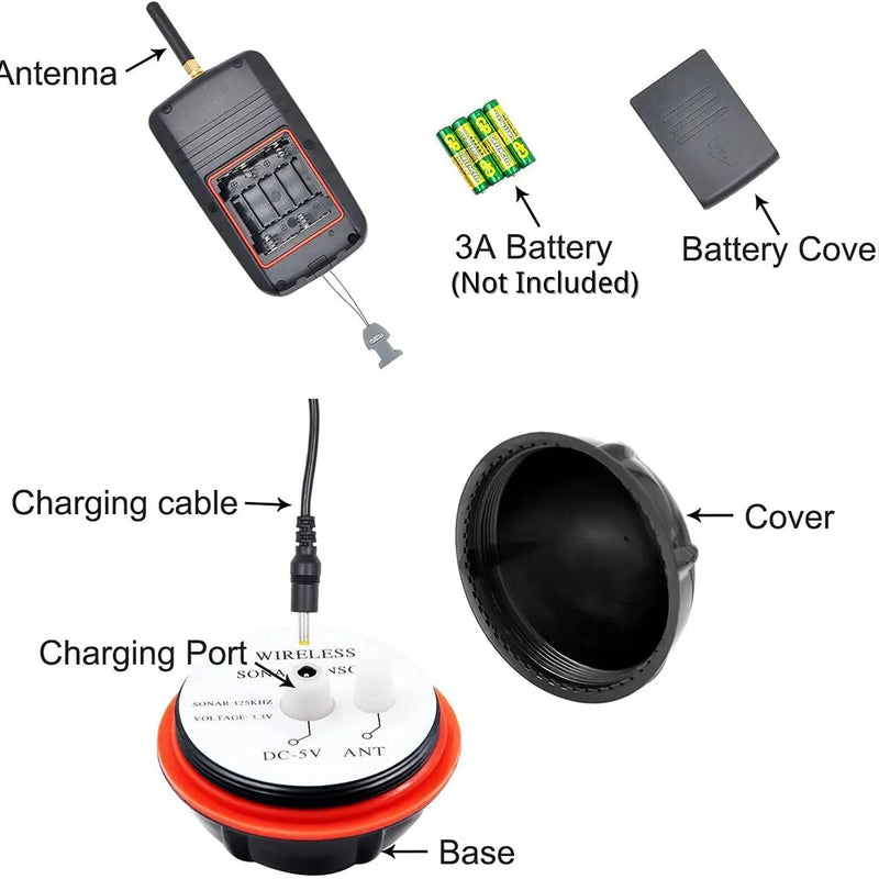Wireless Portable Fish Finder 45M/135FT Sonar Depth - View 6 | SAMAG