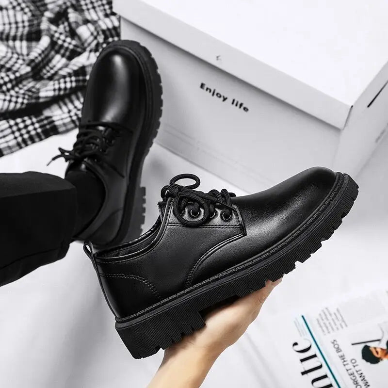 Spring Men's Work Shoes New Business Waterproof Black Leather Shoes