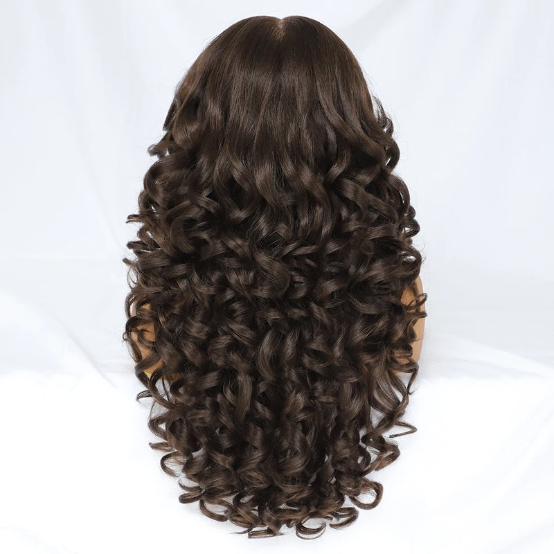 Latisha Lace Frontal Wigs Synthetic 24 Inch Loose Curl Pre Plucked Lace Frontal Wig For Women Highlight With Baby Hair 13X6 Wigs