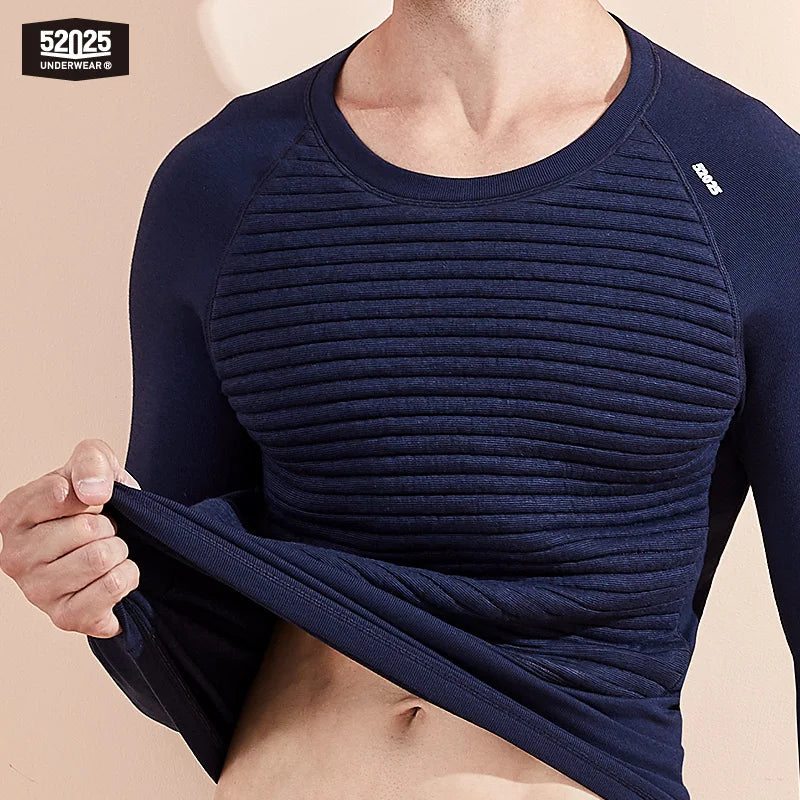 52025 Men's Warm Cotton Thermal Underwear Set – Multilayer Soft Cotton Long Johns for Ultimate Winter Comfort. Maximum Warmth