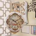 Double Sided Wall Clock Decorative Easy to Read Round Quiet European Style Hanging Clock for Home Office Villa Kitchen Bar Porch