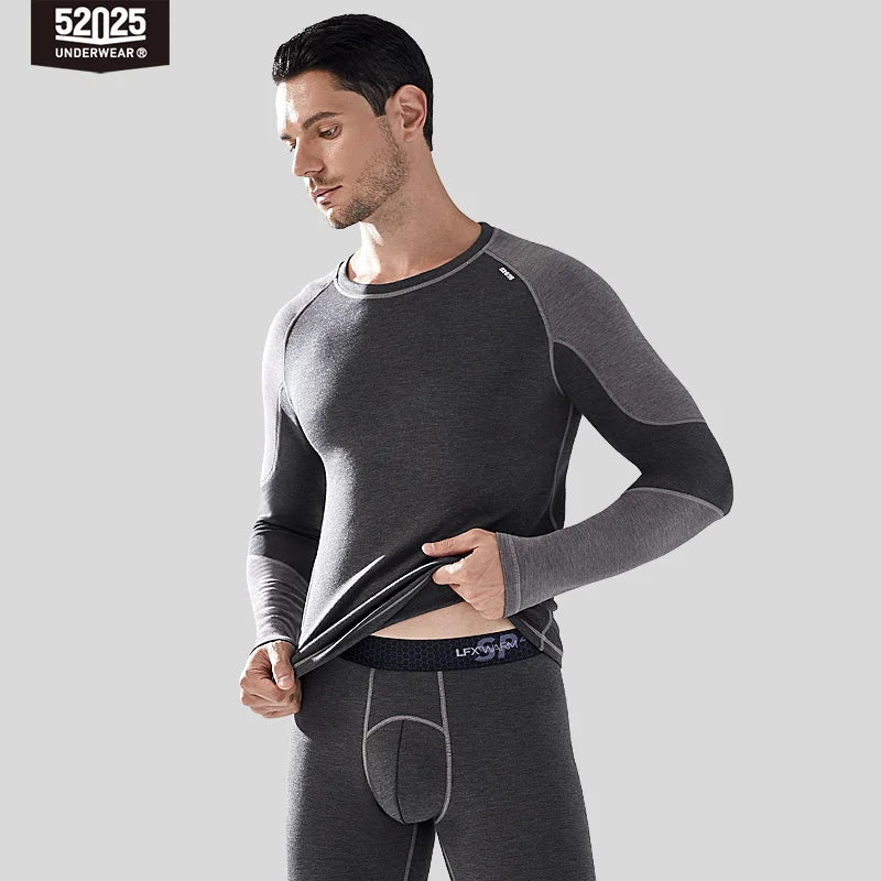 52025 Warm Thermal Underwear with Wool and Silk – Double-Layered for Extra Warmth, Winter-Ready Long Johns, Premium Base Layer