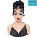 Synthetic Braided Wigs Hand-tied Full Lace Braided Wig with Baby Hair Afro Short Wigs Knotless Box Braids Wigs for Black Women