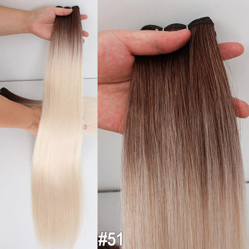 Natural Bio Synthetic Heat Resistant Hair Extensions Sew In Straight Hair Weave Bundle 26" 200g Synthetic Cosplay Ponytail Fiber