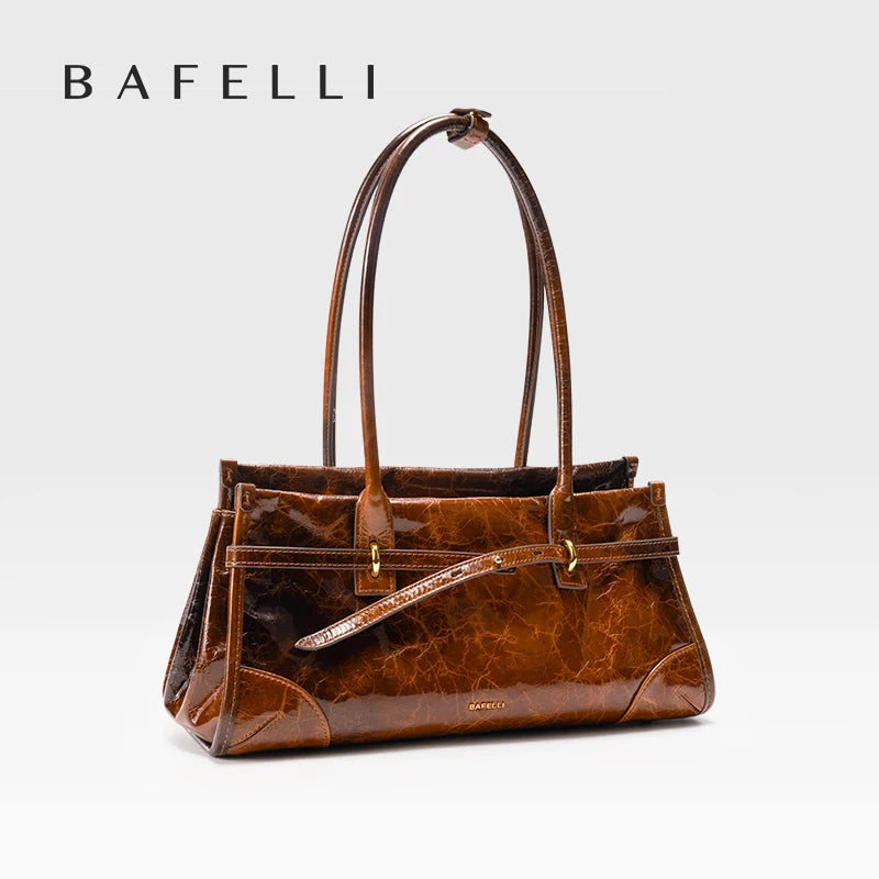 Genuine Leather Boston Handbag Women's 2026 New Oil Wax Leather Bague tte Bag Shoulder Crossbody Vintage Large Capacity