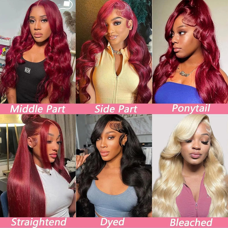 Red Color Body Wave Human Hair Bundles #99j Burgundy Hair Bundles Brazilian Remy Hair Weaving 1/3 Bundle Deals For Extensions
