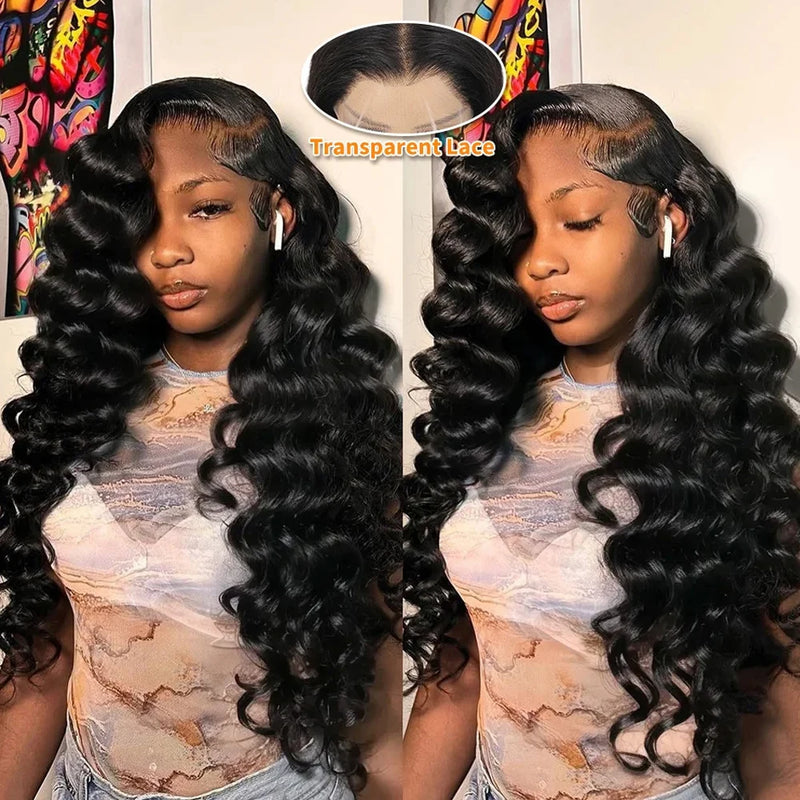 250% Density Loose Curly Deep Wave Lace Frontal Wigs Brazilian Virgin Human Hair Transparent HD 13x4 13x6 Lace Front Wigs