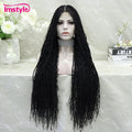 Imstyle 36'' Full Lace Synthetic Lace Front Wig Box Braided With Baby Hair For Women Curly Hair Braid Wig