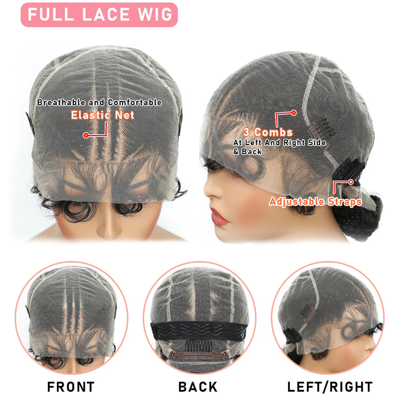 10 inch  Synthetic Full Lace Handmade  Knotless Braids low ponytail bun  can be unraveled Knotless Braids Wigs for women