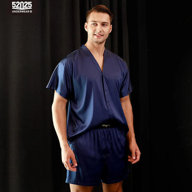 52025 Men’s 100% Mulberry Silk Pajama Set - Relaxed Fit | SAMAG