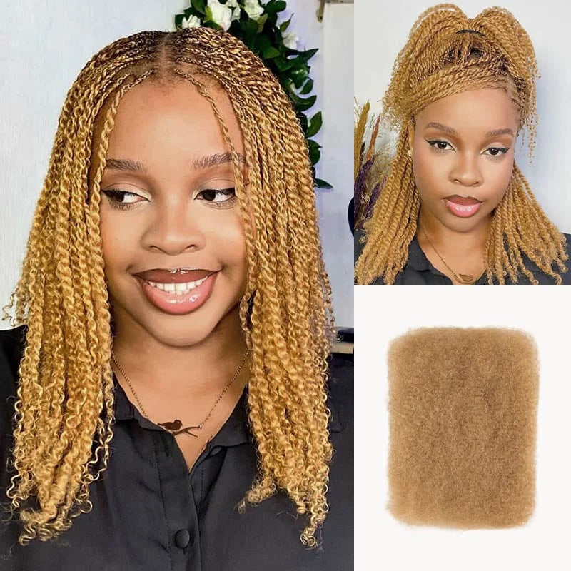QVR Afro Kinky Bulk Hair No Attachment 50g Afro Curly Bulk 100% Human Hair Unprocessed Virgin Remy Braiding Hair for Dreadlocks