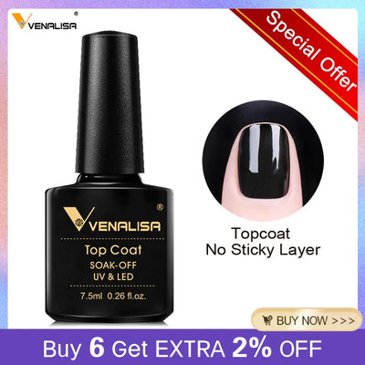 VENALISA Non Cleansing Topcoat Nail Art 7.5ml Soak off | SAMAG