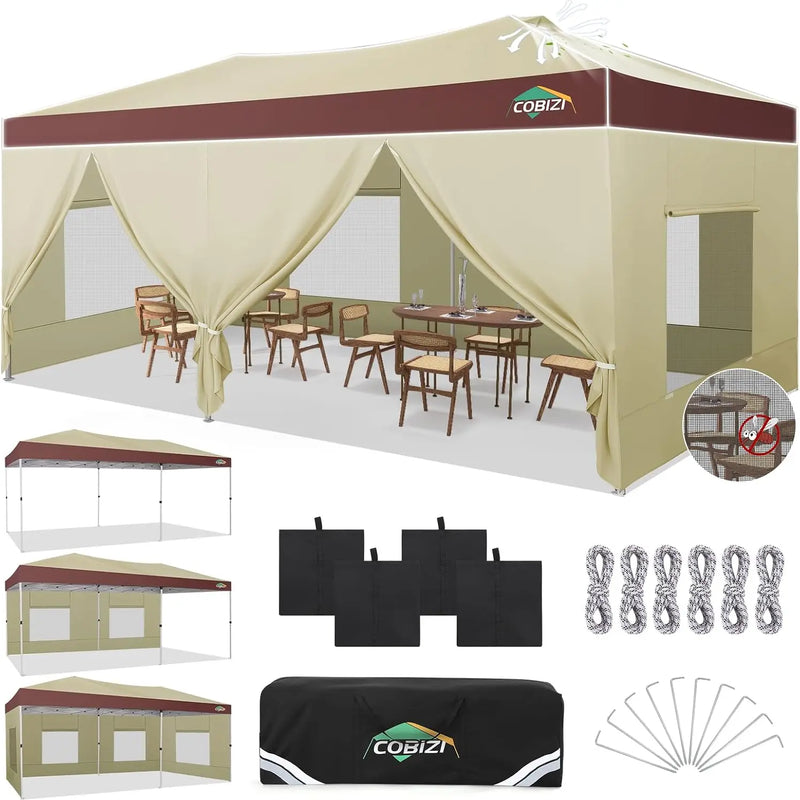 10x20ft Pop Up Canopy Tent Gazebo With 4 Sidewall One | SAMAG