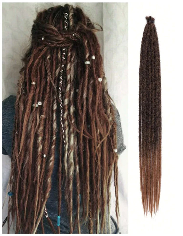24 Inch Synthetic Dreadlock Hair Extensions, 10Strands/Lot Single Ended Soft Dreads Locks Hippie Style Dreadlock for Women