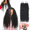Deep Wave Feather Crochet Braids Boho Human Hair For Braiding Pre-Separated Miracle Knots Crochet 100% Human Hair Extensions