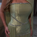 Mila Customized Sage Green A-Line Shawl Strapless Prom | SAMAG