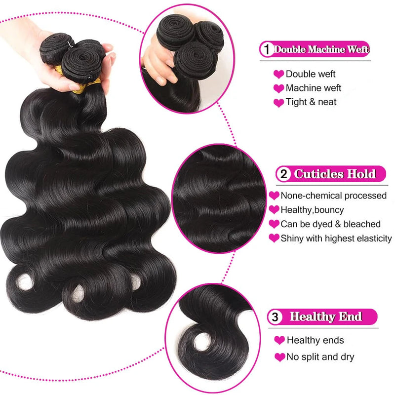 Wholesale 26 28 30 Inch Long Length Hair  Bundles Extensions Deal  Virgin Hair Body Wave Pure Black Tight Practical Hair Bundles For Weaving