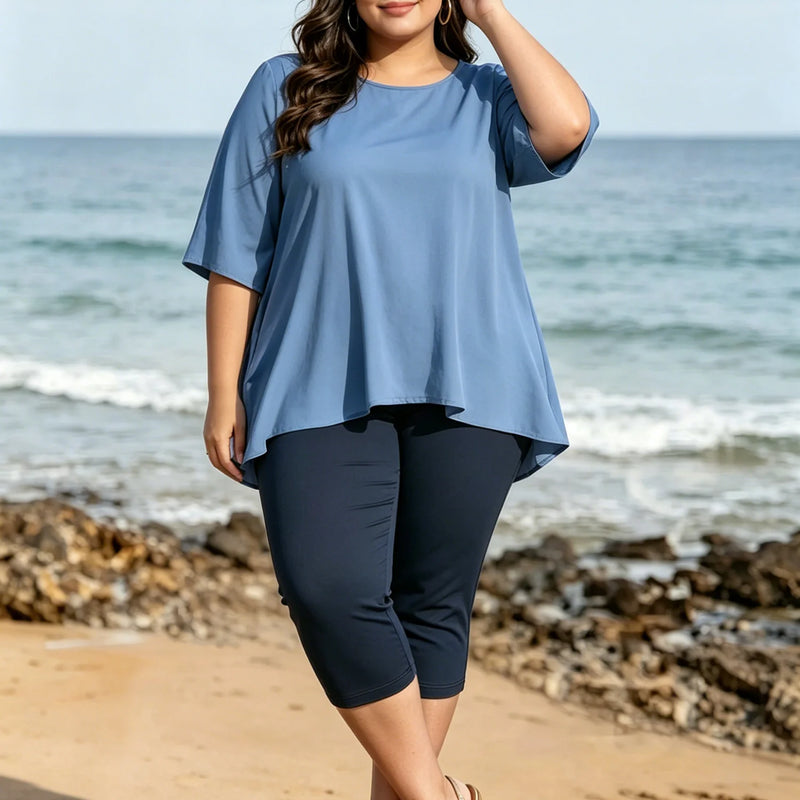 Plus Size Capri Leggings High Waist Tummy Control Stretchy Yoga Workout Women's Plus Size Pull on Stretch Capri Pants High Waist