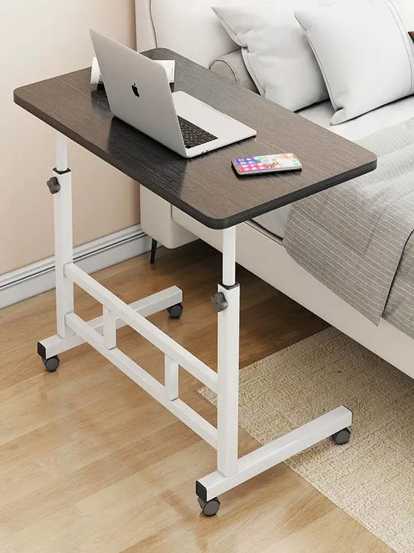 Height-Adjustable Mobile Desk with Wheels Auxiliary Table