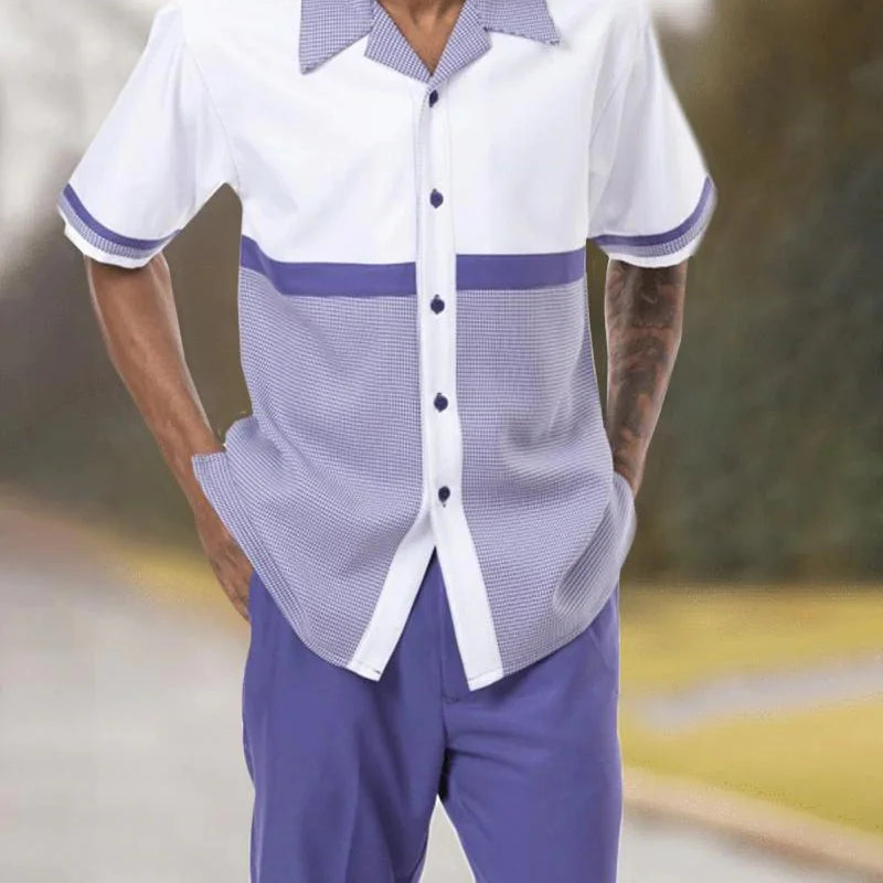 Summer New Printed Men's Top + Trousers Casual Suit Shirt Pants 2 - Piece Fashion Harajuku Retro Party - View 13 | SAMAG