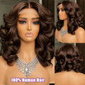 #4 Chocolate Brown Body Wave Bob Wig 13x4 HD Transparent Lace Front Human Hair Wig Short Wavy Wigs For Women