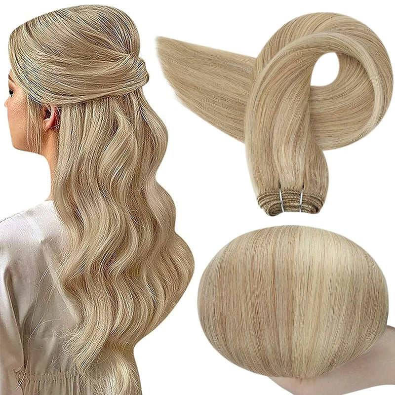 Full Shine Human Hair Weft Extensions Hair Bundles 100g Ombre Blonde Color Sew in Silky Straight Remy Skin Double Weft For Salon