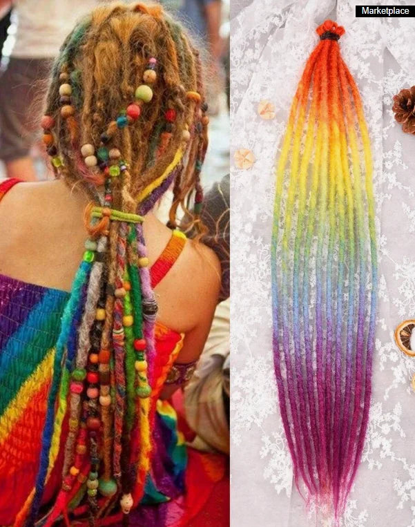 24 Inch Synthetic Dreadlock Hair Extensions, 10Strands/Lot Single Ended Soft Dreads Locks Hippie Style Dreadlock for Women