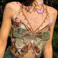Women's Butterfly Embroidered Top Crystal Chain - View 2 | SAMAG
