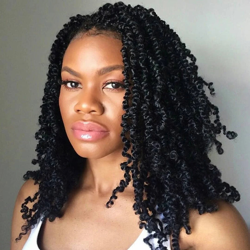 Synthetic Full Lace Braided Wigs Spring Twist Wig for Black Women 14 Inch Short Bob Knotless Box Braids Double Lace Twist Wigs