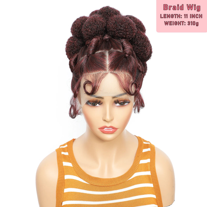Synthetic Braided Wigs Hand-tied Full Lace Braided Wig with Baby Hair Afro Short Wigs Knotless Box Braids Wigs for Black Women